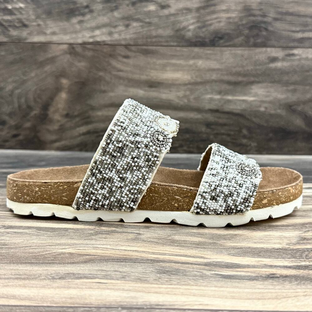 NIB Roan Bed Stu 7.5 Jury White Multi Beaded Slide Sandals Boho - Picture 5 of 12
